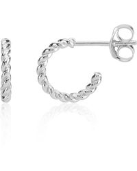 Auree - Alhambra Micro Twisted Sterling Hoop Earrings - Lyst