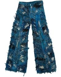 Zasta Studio - Wearable Ruins Shredded Wide Leg Colored Denim Pants I - Lyst