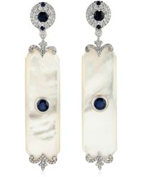 Artisan - Mother Of Pearl Dangle Earrings Sapphire 18k White Gold Jewelry - Lyst