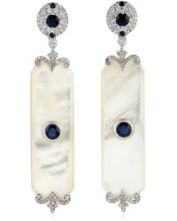 Artisan - Mother Of Pearl Dangle Earrings Sapphire 18k White Gold Jewelry - Lyst
