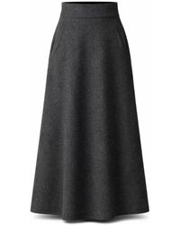 Nikka Place - Long Wool A-Line Skirt With High Waist And Pockets - Lyst