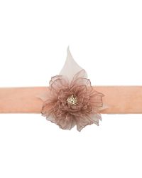 Babaloo - Dusty Pink Velvet Rosette Choker With Feather Accents - Lyst