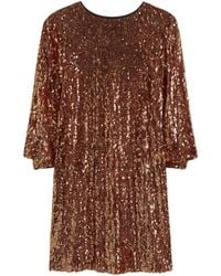 Yumi' - Sequin Tunic Dress With Balloon Sleeves - Lyst
