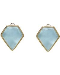 Farra - Minimalist Aquamarine Stud Earrings - Lyst