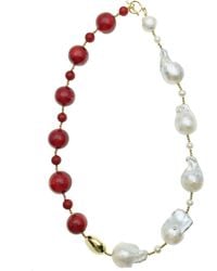 Farra - Timeless Natural Corals With Baroque Pearls Short Necklace - Lyst
