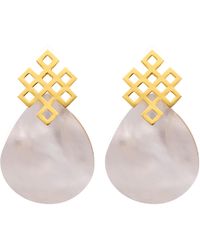Lavani Jewels - Endless Knot Mother Of Pearl Earrings - Lyst
