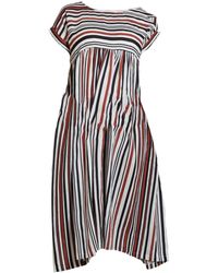 Nikka Place - Linen Maternity Midi Striped Dress With Empire Waistline And Pockets - Lyst