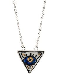 Ebru Jewelry - Talisman Evil Eye Hand Painted Charm Necklace - Lyst