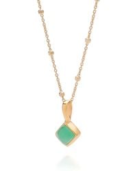 Nellou Jewellery - Diamond Chrysoprase Necklace Birthstone May Plated Sterling - Lyst