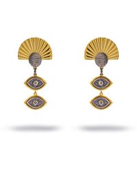 Ebru Jewelry - Sun Ray Ancient Eye Two-Tone Statement Earrings - Lyst