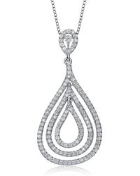 Genevive Jewelry - Sterling Silver Multiple Teardrop Shaped Clear Cubic Zirconia Accent Pendant Necklace - Lyst