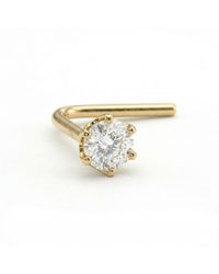 Zahav Jewelry - 14K Solid 24G 2Mm Cz L Shape Nose Stud - Lyst
