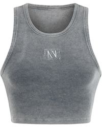 Nocturne - Embroidered Crop Top-charcoal - Lyst