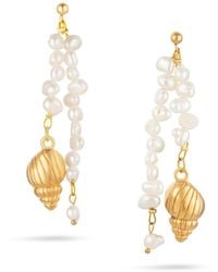 Arctic Fox & Co. - Ariel String Of Pearls Shell Drop Earrings - Lyst