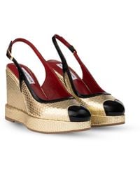 Rosamund Muir London - Lavinia Cobra Print & Patent Wedges - Lyst