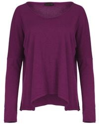 Conquista - Aubergine Knit Top With Batwing Style Sleeves - Lyst