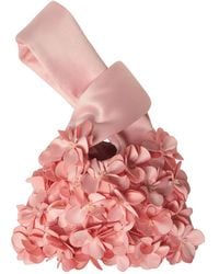 2KStyle - Flora Three Dimensional Florals Hand Embellished Satin Wristlet Mini Pouch Pearl - Lyst
