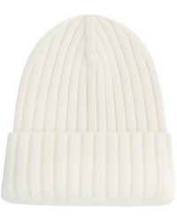 Julia Allert - Neutrals Solid Rib-knit Hat With A Foldover Cuff Ecru - Lyst