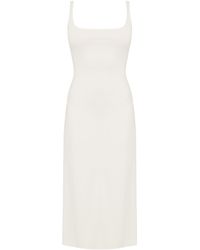UNDRESS - Neutrals Olivia Off- Midi Bodycon Dress With Square Neckline - Lyst