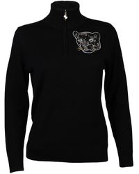 Laines London - Laines Couture Quarter Zip Jumper With Embellished Panther - Lyst