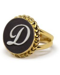 Vintouch Italy - Gold Vermeil Black Cameo Ring Initial D - Lyst