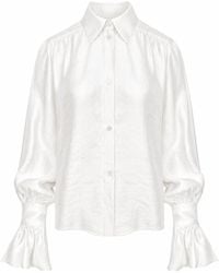 Mandragora - Crinkled Shirt With Decorative Cuffs Carmen Ecru - Lyst