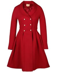 Santinni - 'kennedy' 100% Wool Dress Coat In Rosso - Lyst