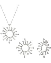 Spero London - Sun Sunburst Large Textured Molten Sterling Earring & Necklace Set - Lyst