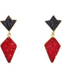 YAA YAA LONDON - Princess Red Black Druzy Gold Earrings - Lyst