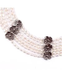 Mineralgems•Studio - Multi-Strand Pearl Choker With Floral Clasp - Lyst