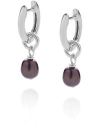 Nellou Jewellery - Micro Peacock Pearl Hoop Earrings - Lyst