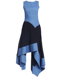 Metamorph - Asymmetric Denim Chiffon Dress - Lyst