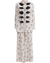 Julia Allert - Neutrals Art Print Longline Blouse & Wide-Leg Co-Ord Set – Ivory - Lyst