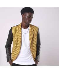 Zasta Studio - Stripes Blazer Leather Jacket - Lyst