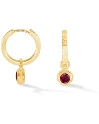 Dower & Hall - Garnet Hammered Huggie Hoops - Lyst