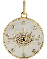 Artisan - 14K Mop Evil Eye Diamond & Sapphire Medallion Pendant - Lyst