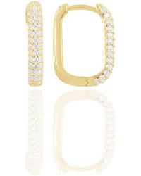 BY EDA DOGAN - Pave Rectangular huggie Earring Silver - Lyst