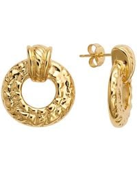 LINYA JEWELLERY - Vintage Style Plated Hammered Hoop Earring - Lyst