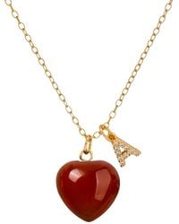 VALERIE CHIC - Initial Letter Carnelian Heart Necklace - Lyst