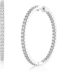 Lioness by Tf - Mira Full Hoop Earrings Solid Sterling, Rhodium-Plated, Moissanite - Lyst