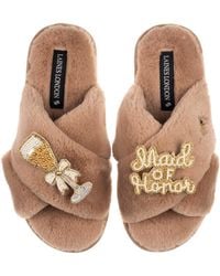 Laines London - Neutrals Classic Laines Slippers With Maid Of Honor Brooches - Lyst