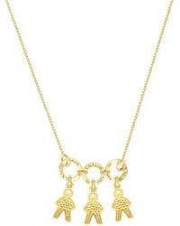 Unaloe - Vermeil Necklace With Three Baby Star Charms – Pavé Child Silhouette Pendants, Jewellery For - Lyst