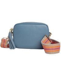 Betsy & Floss - Verona Crossbody Tassel Denim Bag With Orange Aztec Strap - Lyst