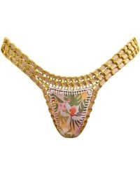 Luxsea Swimwear - Reversible Floral Print/Khaki Crochet Bikini Bottom - Lyst