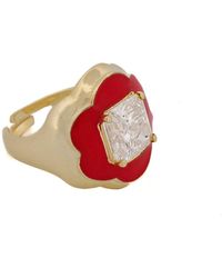 Ebru Jewelry - Clover Red Enamel & Diamond Gold Lucky Ring - Lyst