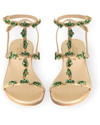 DAMAPREZIOSA - Irina Sandal With Emerald Crystal Drops - Lyst