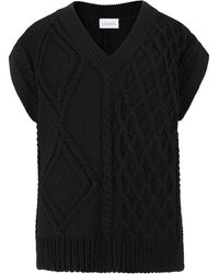 SALANIDA Nonna Cable-knit Merino Vest Black