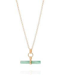 Nellou Jewellery - Aventurine T Bar Necklace Plated Sterling - Lyst