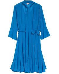 Niza - Short Dress With V-Neck Three-Quarter Sleeves And Belt - Lyst
