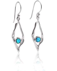 Isla Silver - Sterling Opal Delicate Drop Earrings - Lyst